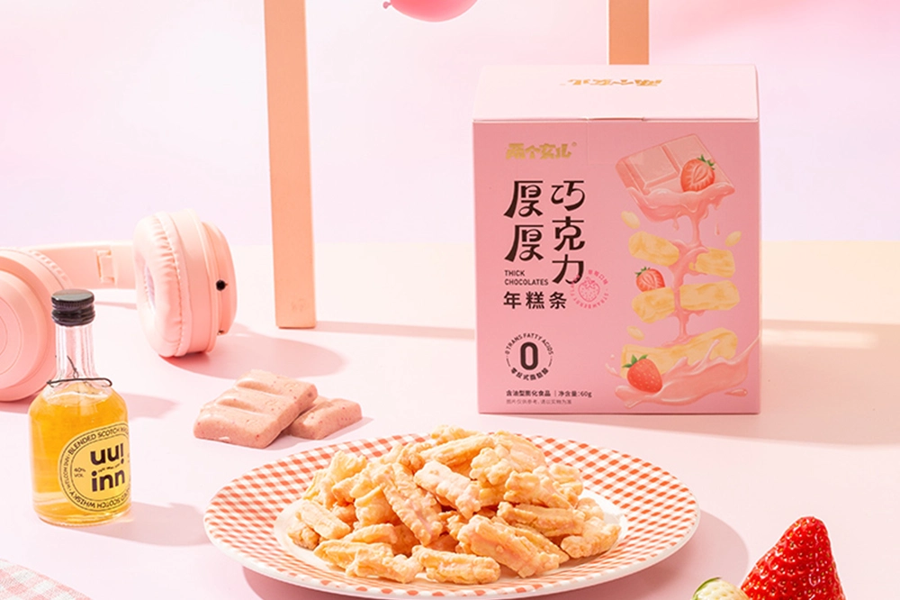 Die Süße wurde erneut verbessert, Erdbeer-Schokoladen-Reis-Cracker-Streifen sind heiß auf dem Sweet Market, neue Produkte erstrahlen in neuem Glanz